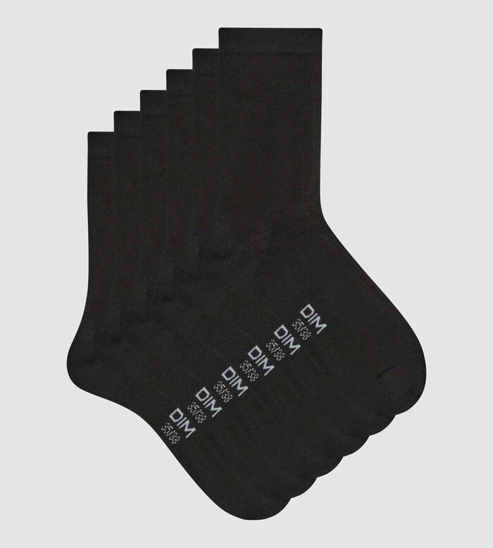 Lot de 3 paires de chaussettes femme Noir en coton Dim, , DIM