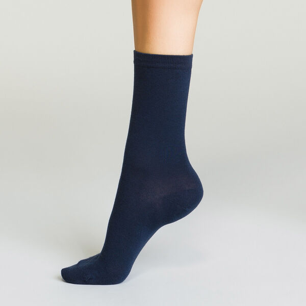 Pack of women's Basic Cotton ankle socks Navy Blue