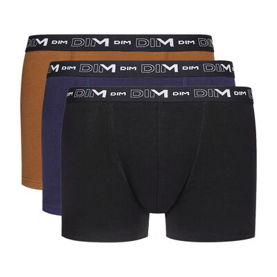 3er-Pack schwarze/blaue Boxershorts aus Stretch-Baumwolle mit Grafiken am Bund, , DIM