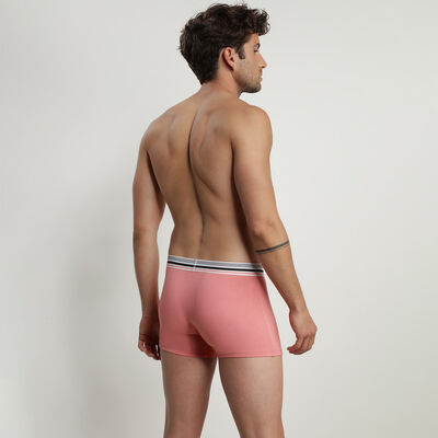 Dim Smart Men's modal cotton boxer shorts with striped waistband Pink, , DIM