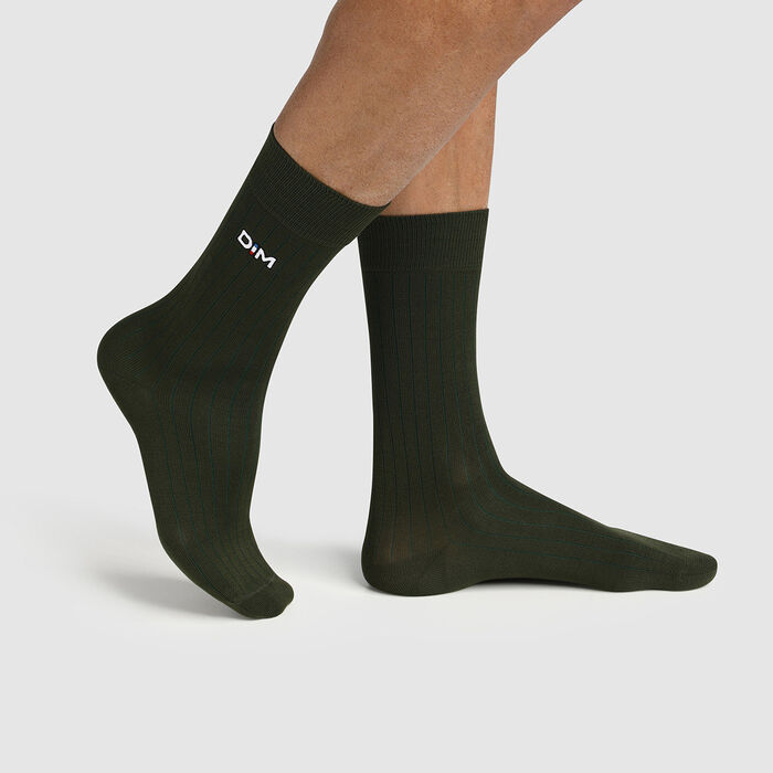 Men's ribbed sock Khaki Khaki Made in France Dim, , DIM