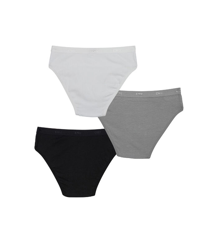 3er-Pack Mädchenslips mit Logobund schwarz/weiß/grau - Pockets, , DIM