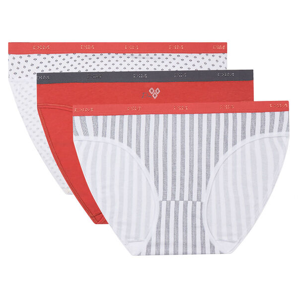 Pack of 3 pairs of Les Pockets DIM Girl red & printed knickers