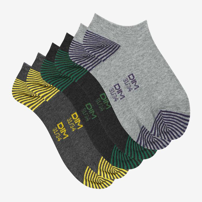Набор из 3-х пар детских носков с цветными пятками Grey Cotton Style, , DIM