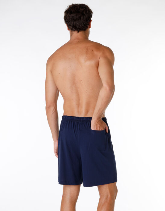Men's short pyjama trousers in 100% cotton jersey, navy blue, , DIM