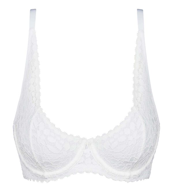 Wireless triangle bra with floral pattern in Red Daily Dentelle