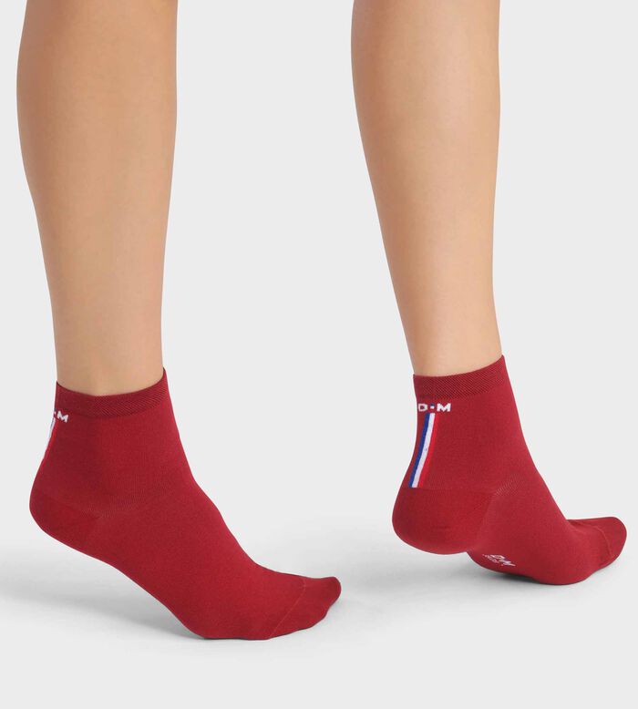 Calcetines de mujer de algodón Rojo con bandera francesa Madame Dim, , DIM