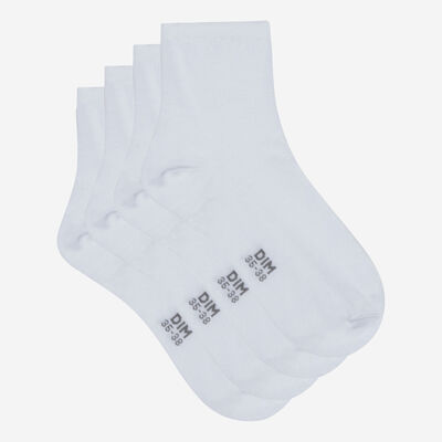 Pack of 2 pairs of women's ankle socks White Mercerized Cotton, , DIM