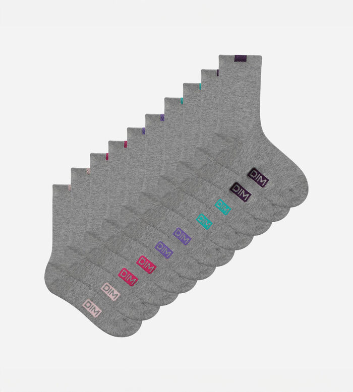 Pack de 5 pares de calcetines de mujer de mezcla de algodón Gris Claro ECODIM, , DIM