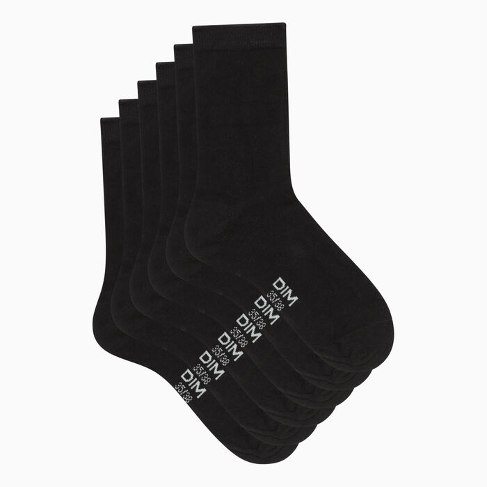 Pack of 3 pairs of women's cotton socks Black Dim Basic Cotton, , DIM