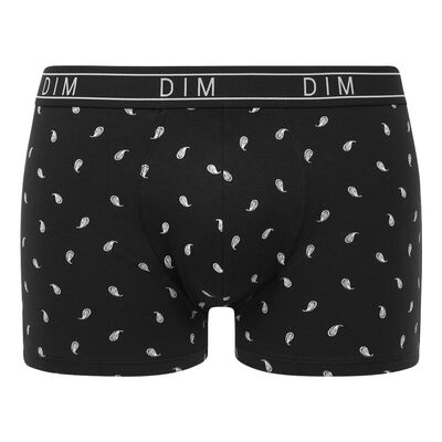 Men's Black Dim Fancy stretch cotton boxer shorts with a paisley pattern, , DIM