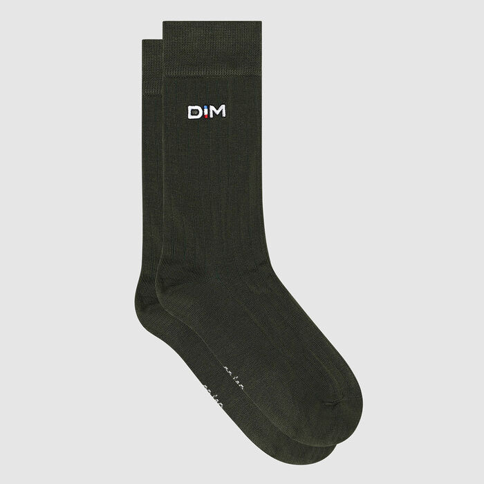 Men's ribbed sock Khaki Khaki Made in France Dim, , DIM