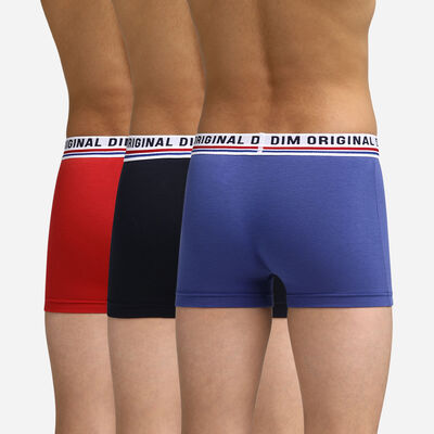 Pack of 3 blue black and red trunks for boys Dim Original, , DIM