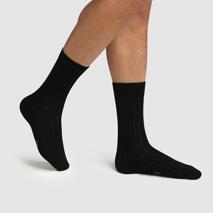Набор 2 шт.: черные мужские носки из лиоцелла с ребристым узором Green by Dim, , DIM