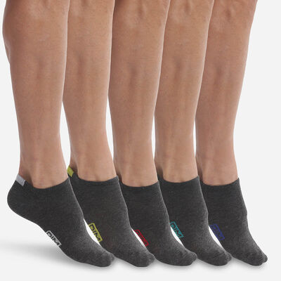 Pack of 5 pairs of men's cotton ankle socks Medium grey EcoDim, , DIM