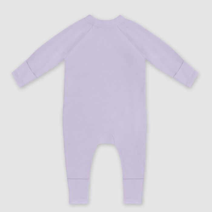 Fliederfarbener Baby-Pyjama mit Reißverschluss und Vogel-Print aus Bio-Baumwolle - DIM ZIPPY®. , , DIM