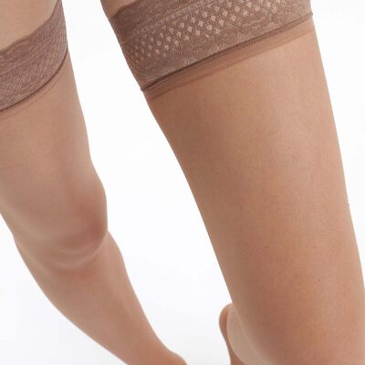 DIM Up Sublim 15 sheer no-dig hold ups with a satin sheen in gazelle, , DIM