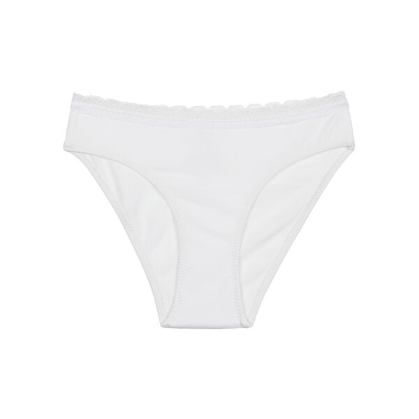 Tussendoortje niveau Parameters Dim Trendy girls' white stretch cotton briefs with lace waistband