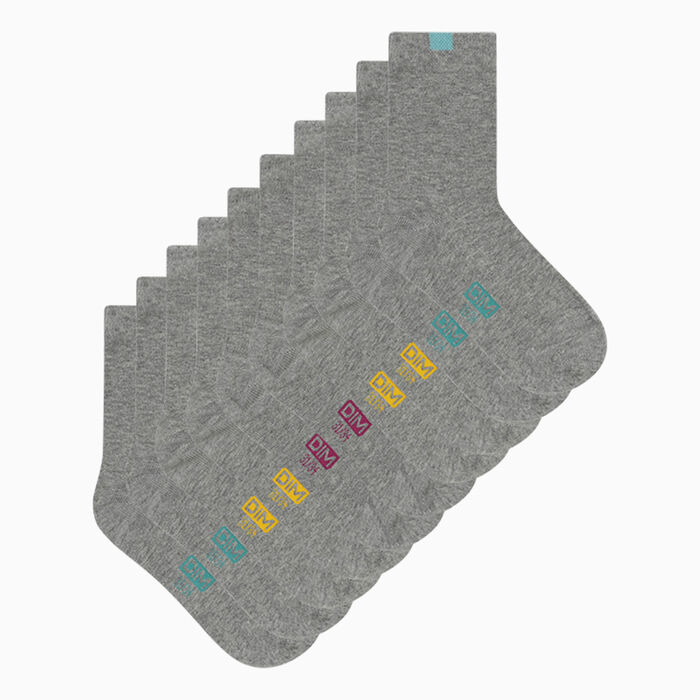 Pack of 5 pairs of children's cotton socks Light grey Écodim, , DIM