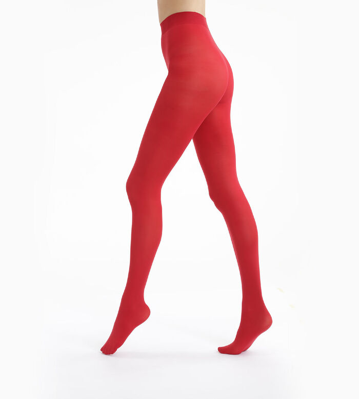Rote blickdichte Veloursstrumpfhose 50D - DIM Style, , DIM