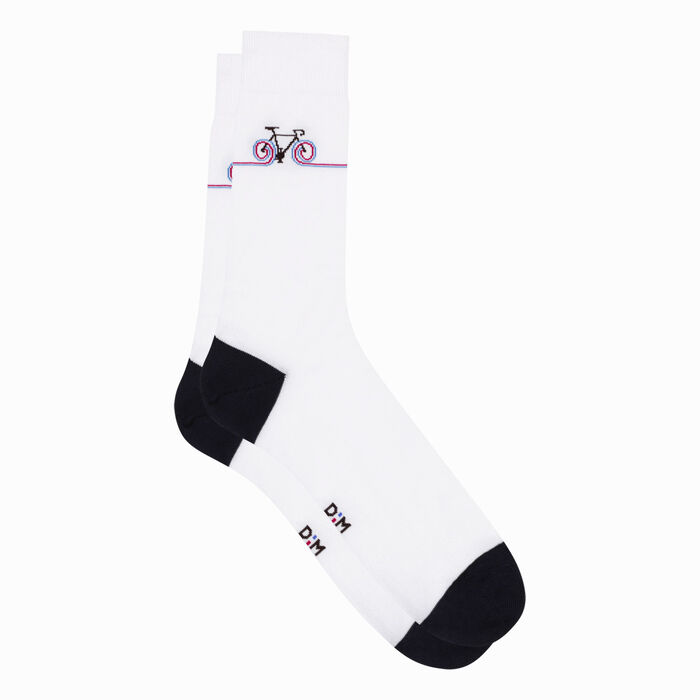 Men's white cotton socks with Tour de France pattern Monsieur Dim, , DIM