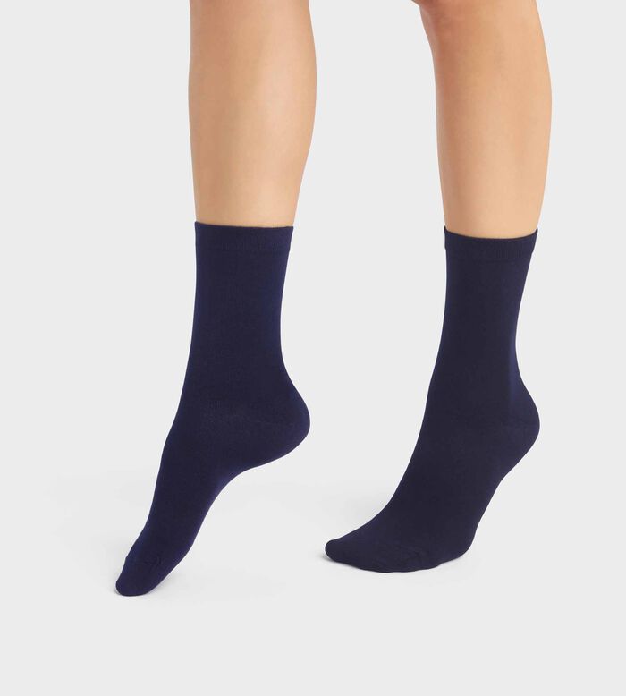 Pack of 2 pairs of women's viscose socks in Navy Blue Dim Bambou, , DIM