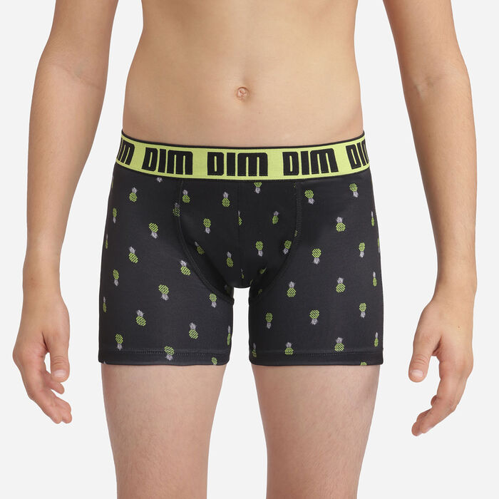 Dim Micro Boy's boxer briefs in microfiber with pineapple motif Absinthe, , DIM