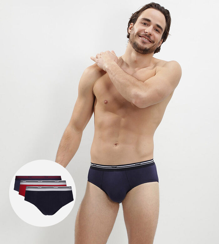 Set of 3 Classic Colors red and blue briefs for men, , DIM