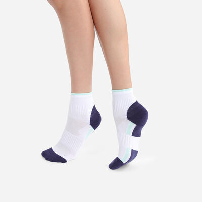 Juego de 2 pares de calcetines tobilleros de mujer para impacto medio Blanco Dim Sport, , DIM