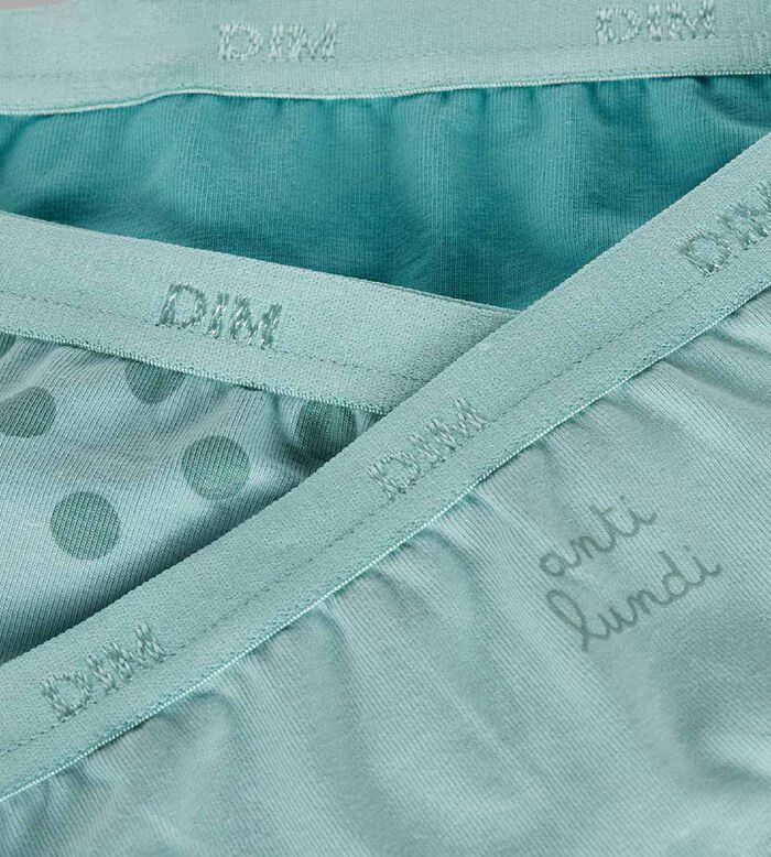 Les Pockets Pack of 3 girls' polka-dot stretch cotton briefs, , DIM