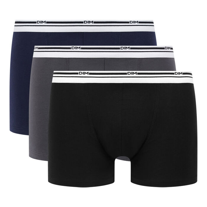 3er-Pack Boxershorts aus Stretch-Baumwolle grau/blau/schwarz - Classic Colors, , DIM