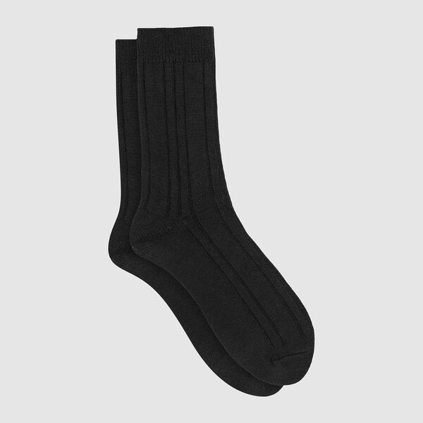 Pack de 2 pares de calcetines altos para hombre en viscosa negra Dim Bambou