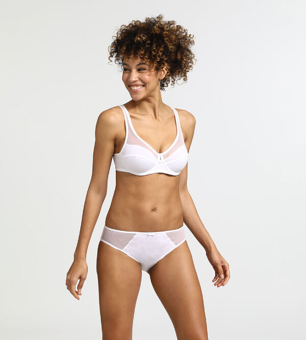 Cotton Blend Push-Up Women's Mother Bra Daily Use, White, Plain at