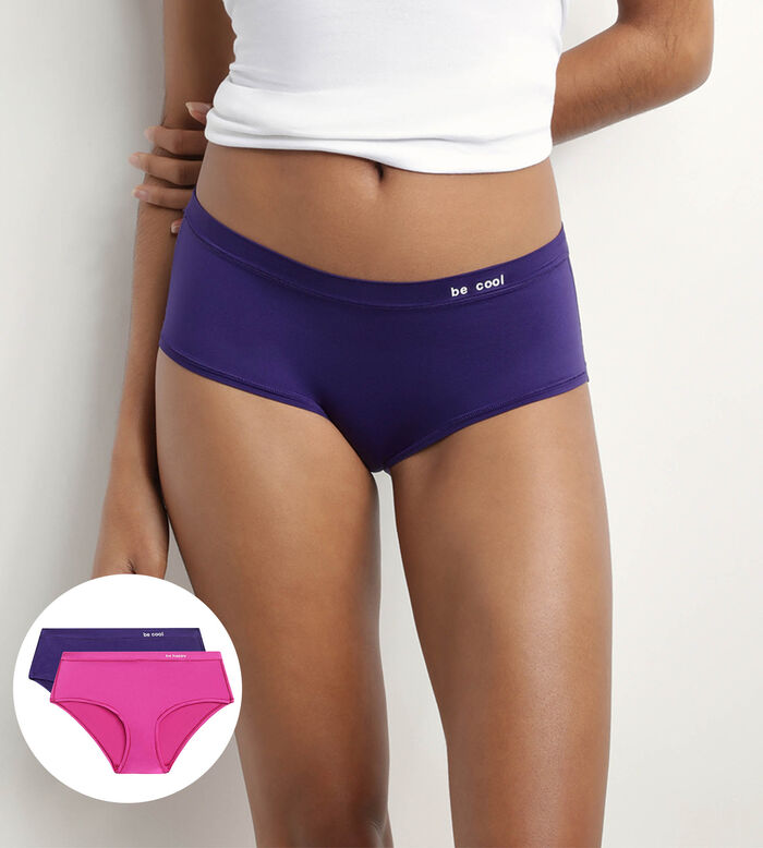 Oh My Dim's Pack of 2 women's shorties in Fuchsia and Violet microfibre, , DIM