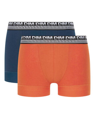 2er-Pack blaue/orangene Herren-Boxershorts aus Stretch-Baumwolle - Stay and Fit, , DIM