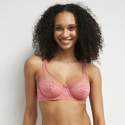 Rose Generous Limited Edition polka dot lace full cup bra, , DIM