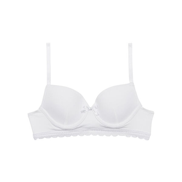 Dim Trendy girls' white stretch cotton moulded cup bra