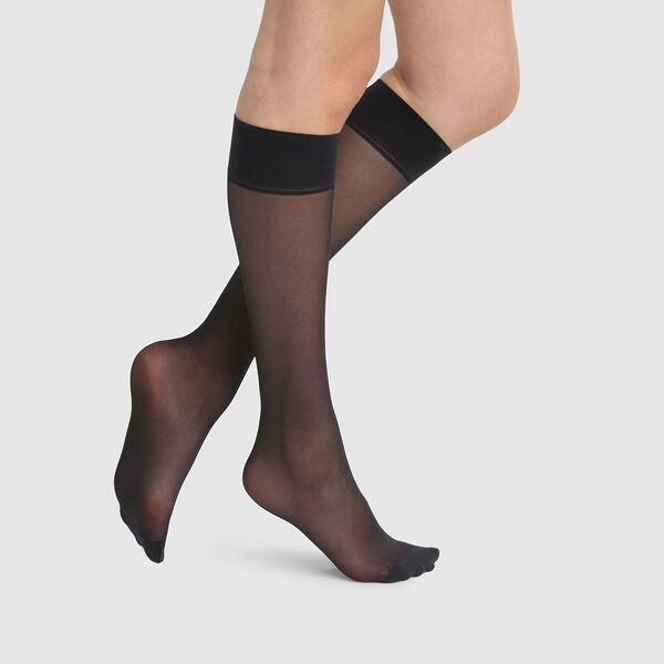 Green by Dim pack of 2 black semi-opaque knee-high socks 100% recycled  thread 25D