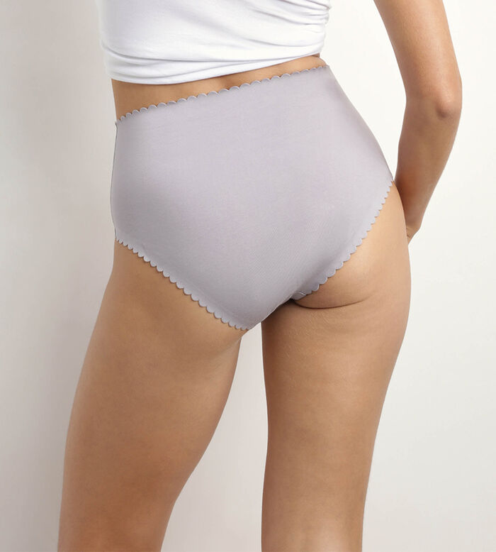 Pack of 2 high-rise briefs in stretch cotton in White Gray Body Touch Easy, , DIM