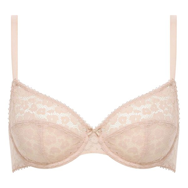 Nude Pink laced and printed push up bra Leopard Line