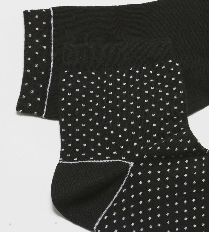 2er-Pack schwarze gepunktete Damensocken aus Bio-Baumwolle - DIM Good, , DIM
