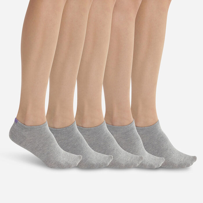 Lot de 5 paires de chaussettes femme Gris à marqueurs colorés EcoDim, , DIM