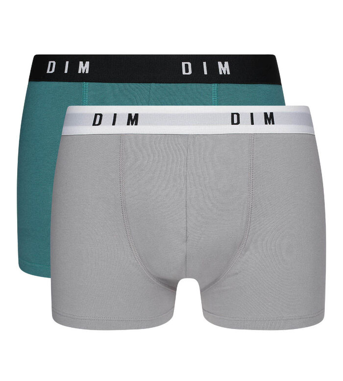 Dim Originals Pack of 2 men's boxers in stretch cotton  in steel emerald green, , DIM