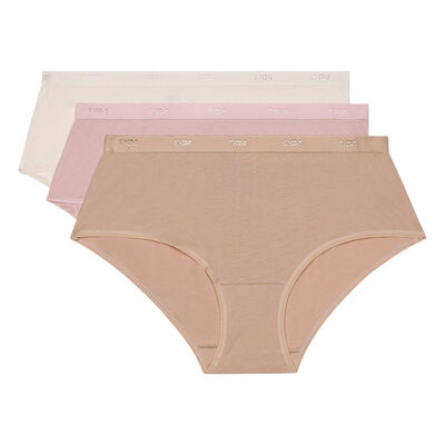 Комплект из 3 трусиков-боксеров телесного/розового/перламутрового цвета Les Pockets Coton, , DIM