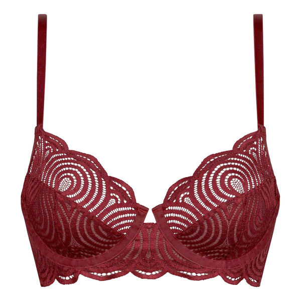 Dim red Mod wave lace underwired full cup bra