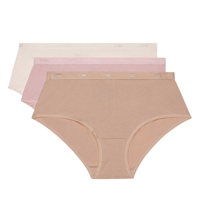 Pack de 3 culottes de color visón/rosa/nácar Les Pockets de algodón, , DIM