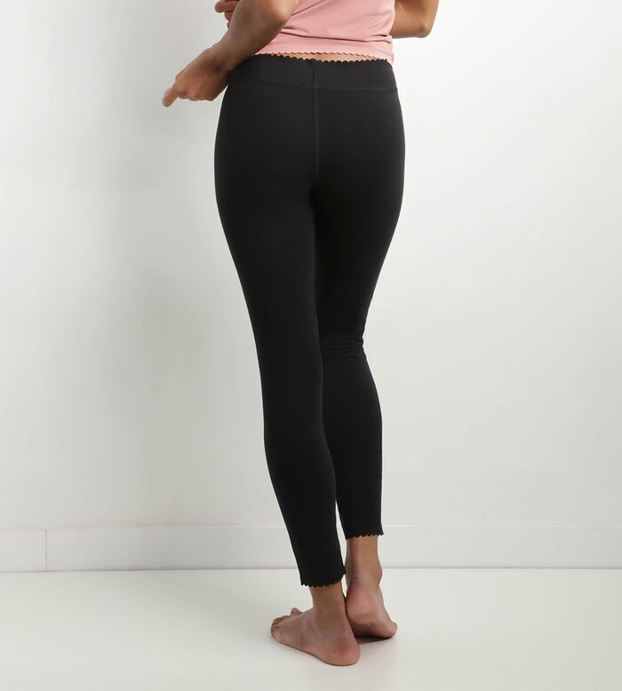 Women's black opaque stretch cotton leggings Body Touch Easy, , DIM