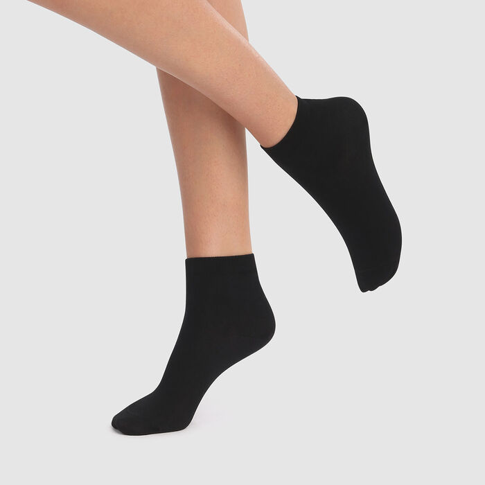 Pack de 2 pares de calcetines bajos negros de hilo de Escocia Dim, , DIM