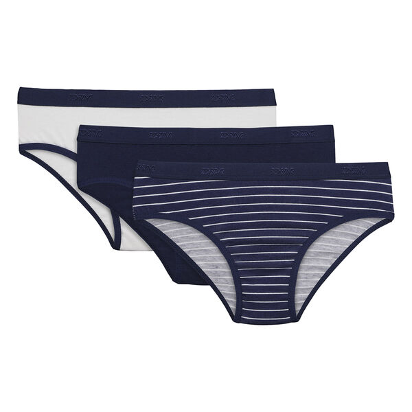 3 pack navy blue and printed Dim Girl briefs - Box Japon