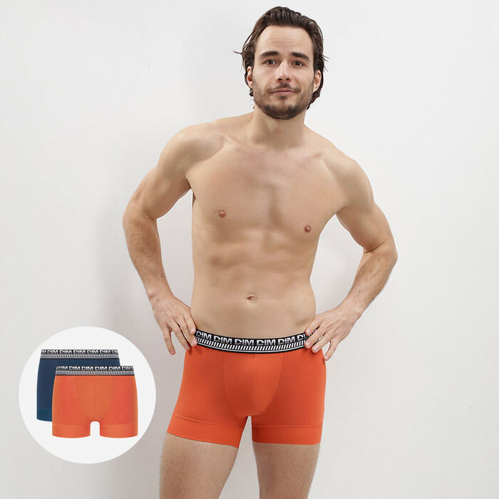2er-Pack orange/blaue Boxershorts mit PowerGrip Beinabschluss - Stay & Fit, , DIM